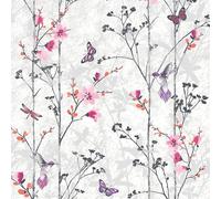 Muriva Eden Butterflies Wallpaper in Pink Muriva Pink