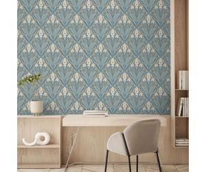 Muriva Elegance Bellflower Vinyl Wallpaper Geometric Art Deco Floral - 5 Colours