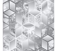 Muriva Elixir Cube Marble Silver Wallpaper 166510