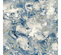 Muriva Elixir Marble Blue Wallpaper 166504 - Feature Metallic Marble Effect