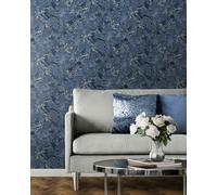 Muriva Elixir Marbled Geometric Wallpaper Roll - Dark Navy