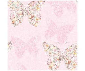 Muriva Enchanted Butterfly Wallpaper Pink Multicoloured Floral Animals Kids Bedroom