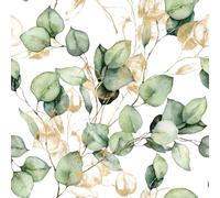 Muriva Eucalyptus Leaves Wallpaper - Floral/Nature Themed - Modern Decorative Luxury Wallpaper - Green/Gold