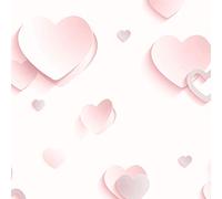 Muriva Glitter Hearts Wallpaper J92603 - Childrens Girls 3D Shadow Effect