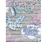 Muriva Graffiti Brick Pattern Grey Wallpaper L17906