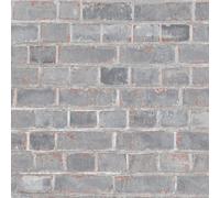 Muriva Grey Brick Brick Effect Embossed Wallpaper