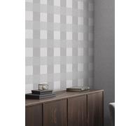 Muriva Grey Check Fabric Effect Patterned Wallpaper