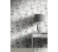 Muriva Grey Floral 3D Effect Patterned Wallpaper