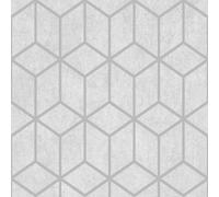 Muriva Grey Geometric Metallic Effect Embossed Wallpaper
