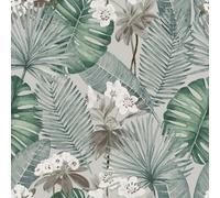Muriva Grey Tropical Water Coloured Effect Embossed Wallpaper