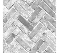Muriva Herringbone Brick Grey Wallpaper 174502