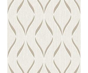Muriva Indra Wave Cream Silver Wallpaper 335155 - Texture Metallic Geometric