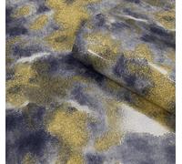 Muriva Leopard Glitter Wallpaper Dark Blue Gold 219501