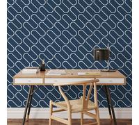 Muriva Linear Curve Wallpaper Navy Blue Catherine Lansfield 206503