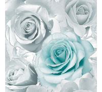 Muriva Wallpaper Madison Glitter Aqua 139523 – Large Floral Roses Blue – 10m x 53cm