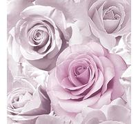 Muriva Madison Glitter Amethyst Wallpaper 139522 - Flower Floral Large Roses Pink