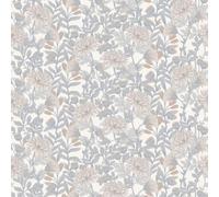 Muriva Martha Floral Wallpaper, Cottagecore, Vintage, Country, Blue, 229502 | Wallcovering for Bedroom, nursery, living room, dining room and hallway, botanical, illustrated, paste-the-paper