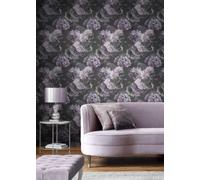 Muriva Mauve Floral 3D Effect Patterned Wallpaper