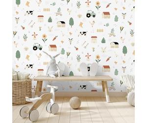 Muriva My Kingdom Children’s Farmyard Wallpaper for Nursery, Bedrooms & Playrooms - Decorative Luxury Wallpaper - Multi