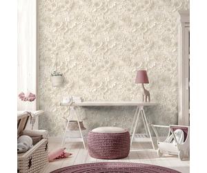 Muriva My Kingdom Origami Flowers 3D Textured Effect Floral Wallpaper - Modern Wall Decor for Living Room, Bedroom, Hallway - Cream