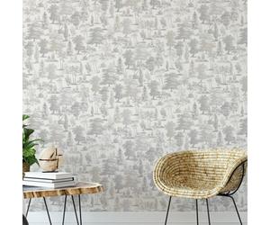 Muriva Oakley Woodland Taupe Trees Forest Countryside Animals Stag Feature Wallpaper