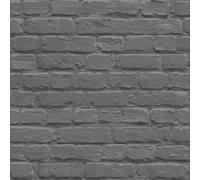 Muriva Painted Brick Pattern Wallpaper Faux Effect Metallic Motif Textured Roll[BLACK L22629]