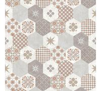Muriva Patch Work Geometric Tiles Wallpaper Grey And Gold Vinyl Paste The Wall