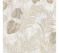 Muriva Phelan Leaf Botanical Industrial Modern Vinyl Wallpaper for a Contemporary Look Feature Walls Living Spaces Hallways Dining Rooms Cream (209112)
