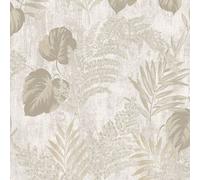 Muriva Phelan Leaf Vinyl Textured Wallpaper in Beige Muriva Beige