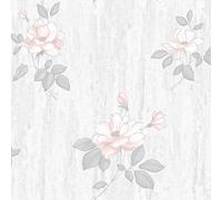 Muriva Pink & Grey Floral Mica Effect Embossed Wallpaper