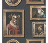 Muriva Regal Animals Quirky Animal Prints in Picture Frames Themed Modern Wallpaper for Feature Walls, Bedrooms or Restrooms Multi 102575
