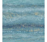 Muriva Semper Marble Teal Gold Wallpaper 189504 - Feature Metallic Granite Stone