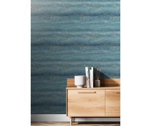 Muriva Semper Vertical Marble Teal/gold Metallic Flat Surface Wallpaper 189504
