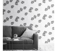 Muriva Slate Glitter Floral Wallpaper Textured Metallic Black Flower Leaf Blown Vinyl