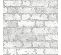 Muriva Stone Loft Brick Effect Wallpaper in White Muriva White