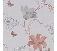 Muriva Stone & Rose Floral Metallic Effect Embossed Wallpaper