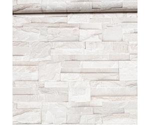 Muriva Thorn Slate Natural Beige Stone Brick Wall Effect Textured Vinyl Wallpaper