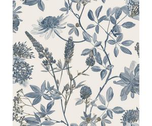 Muriva Ugepa Floral Leaf Naturistic Navy Wallpaper Metallic Gold Effect Paste The Wall