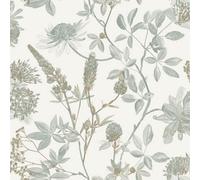 Muriva Ugepa Floral Leaf Naturistic Sage Green Wallpaper Metallic Gold Paste The Wall