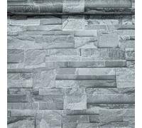 Muriva Thorn Slate Realistic Textured Stone Brick Wall Charcoal Grey Wallpaper Vinyl