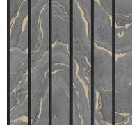 Muriva Woodgrain Panel Charcoal And Gold Metallic Luxury Wallpaper 193503
