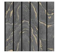 Muriva Woodgrain Panel Wallpaper Charcoal Grey 193503