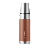 Murmioo Travel Vacuum Flask，Stainless Steel Insulated Bottle, Built-in Cap Cup, Cold for 24 Hours, Heat for 12 Hours, BPA Free Leak Proof, Sweat Free 17oz/500ml Brown