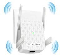 murnowy Internet Booster, WiFi Extender with Ethernet Port, 300Mbps 2.4G Long Range Signal for Home by 4 Super Antennas, Easy setup, UK Plug
