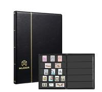 MUROAD Stamp Album, 5 Row 100 Pockets Stamp Collecting Book for Collectors, 10 Sheets Stockbook, Black (5 Row)