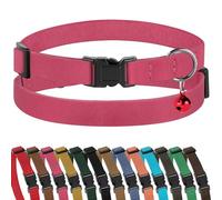 Murom Breakaway Cat Collar Leather Soft Adjustable Pet Kitten Collars with Bell Pink Brown Blue Green Red (Pink)