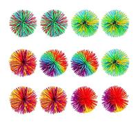 Muross 12pcs Strings Balls Stress Relief Silicone Monkey Stringy Balls BPA-free Sensory Splat Balls Anxiety Reduce Fluffy Balls for Children and Adults