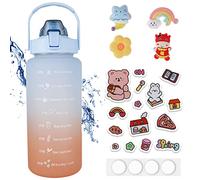 Muross 2L Water Bottle with Time & Capacity Marker BPA-Free Sports Water Bottle Daily Measured Tracking Time Marks Water Cup Ensure Drinking Enough Water for Fitness (blue)