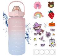Muross 2L Water Bottle with Time & Capacity Marker BPA-Free Sports Water Bottle Daily Measured Tracking Time Marks Water Cup Ensure Drinking Enough Water for Fitness (Pink)