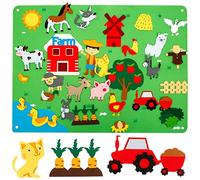 Muross 3.5Ft Children's Teaching Felt Board, Fuzzy Felt Farm Animals Set, Felt-Board Story Set , Preschool Educational Interactive Toy for Kids Toddlers Toys Play Birthday Gift(farm,green)